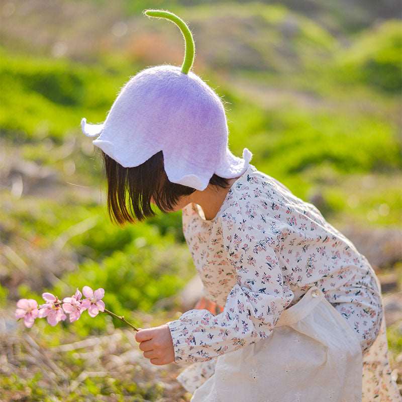 Bell Orchid Lily of Valley Purple Fairy Flower Cute Wool Hat