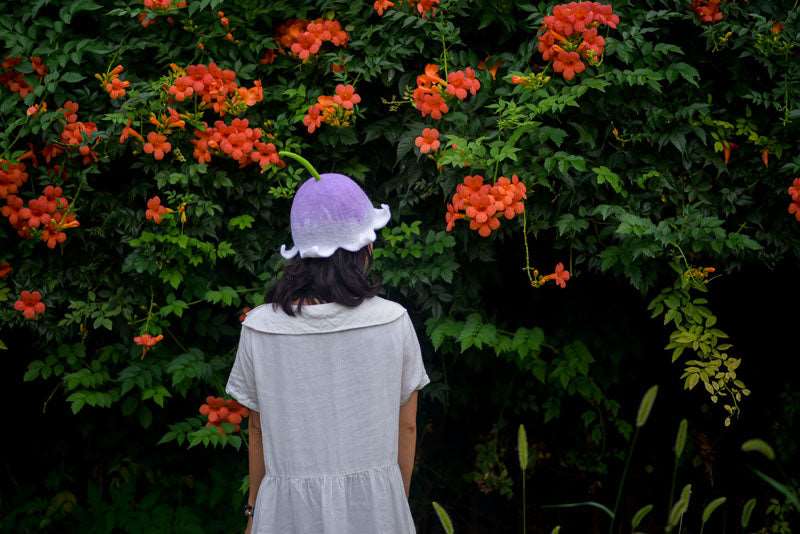 Bell Orchid Lily of Valley Purple Fairy Flower Cute Wool Hat - Image 5