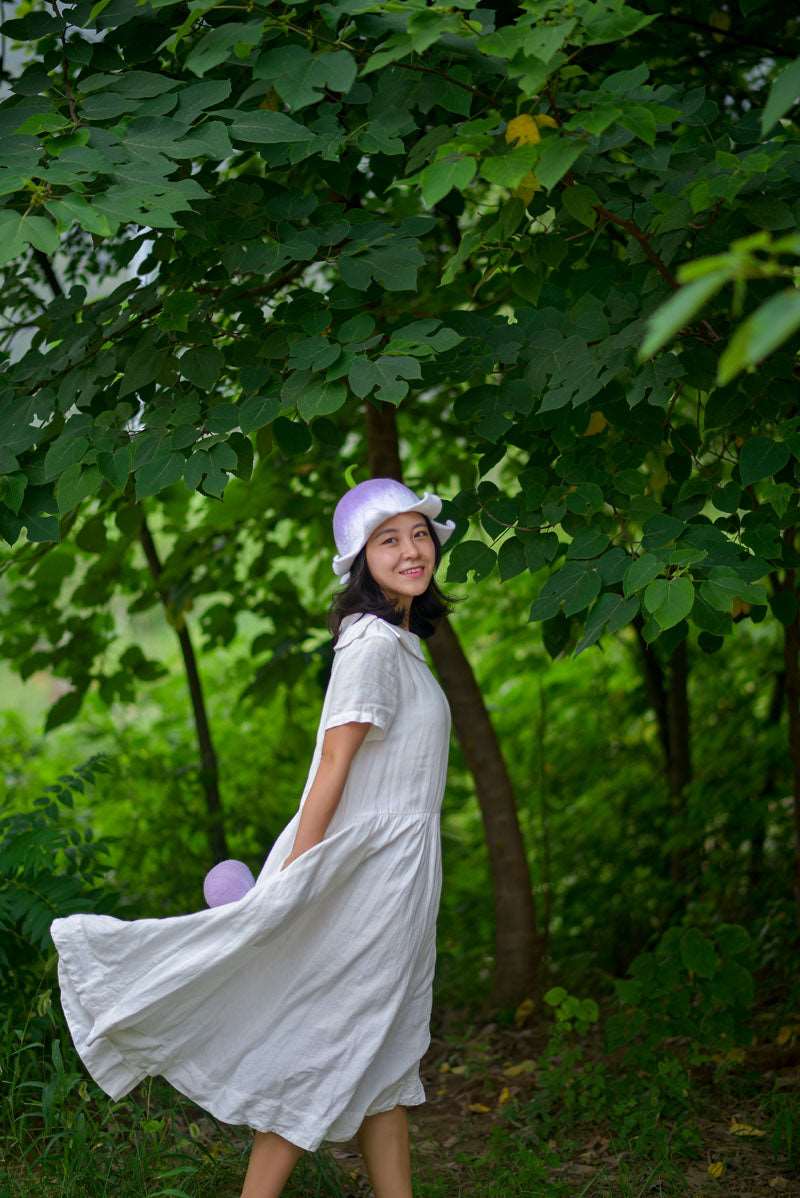 Bell Orchid Lily of Valley Purple Fairy Flower Cute Wool Hat - Image 6
