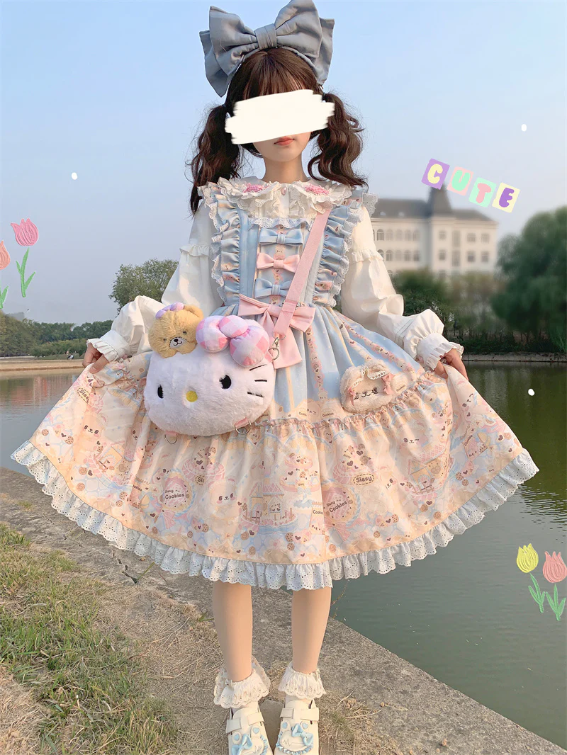 Doll Collar Elegant Lace Pink White Long Sleeve T Shirt Blouse Top - Image 7