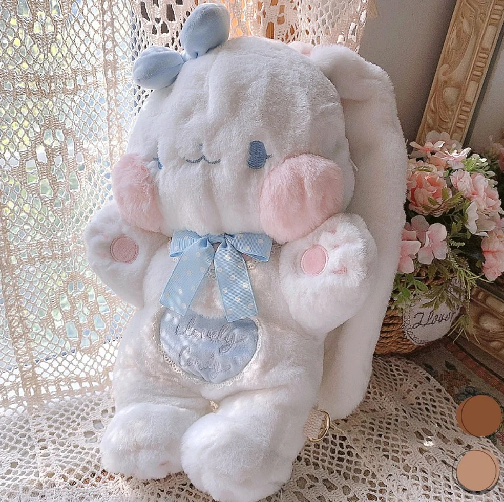 Rabbit Bunny Pink Blue Heart Love Plush Doll Messenger Bag - Image 6