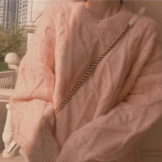 Mink Yellow Cream Pink Loose Sweater - Image 3