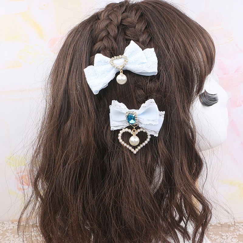 Jirai Kei Pearl Extra Love Bows Heart Hair Clips Hair Accessories - Image 4