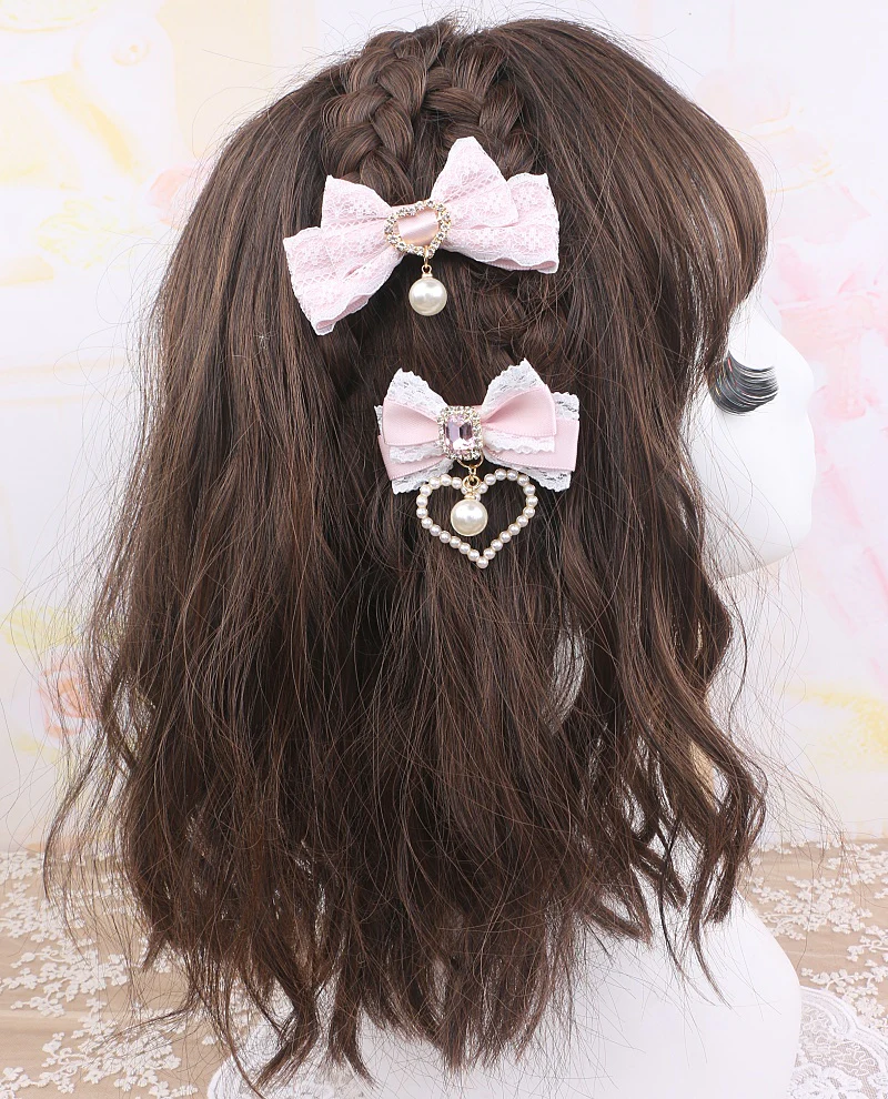 Jirai Kei Pearl Extra Love Bows Heart Hair Clips Hair Accessories - Image 5