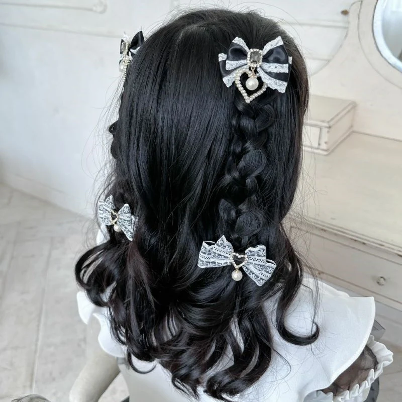 Jirai Kei Pearl Extra Love Bows Heart Hair Clips Hair Accessories - Image 6