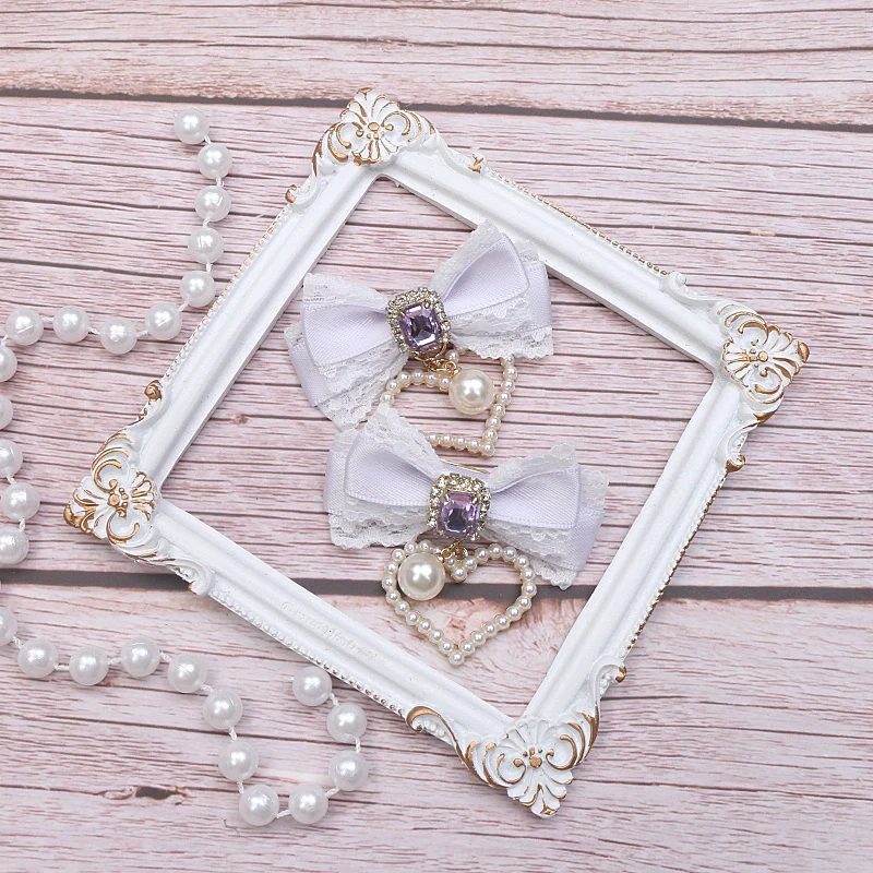 Jirai Kei Pearl Extra Love Bows Heart Hair Clips Hair Accessories - Image 8