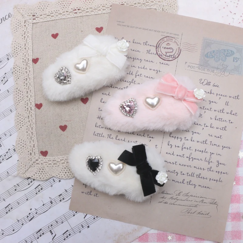 Jirai Kei Pearl Fuzzy Fur Hair Clips Hair Accessories - Image 10