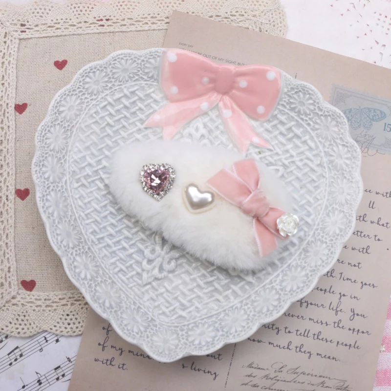 Jirai Kei Pearl Fuzzy Fur Hair Clips Hair Accessories - Image 13