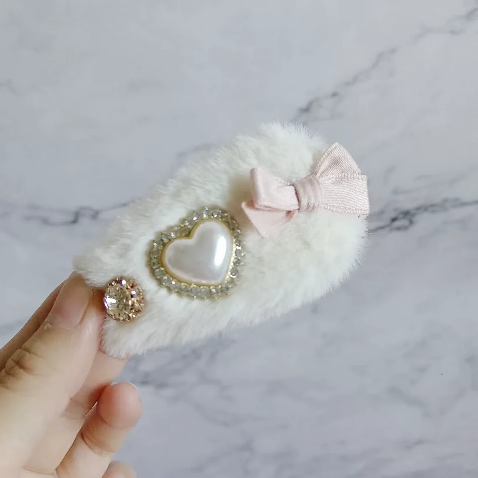 Jirai Kei Pearl Fuzzy Fur Hair Clips Hair Accessories - Image 17