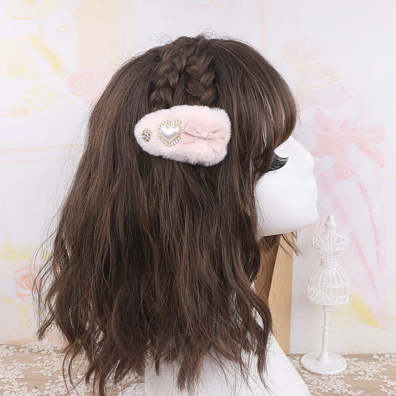 Jirai Kei Pearl Fuzzy Fur Hair Clips Hair Accessories - Image 3