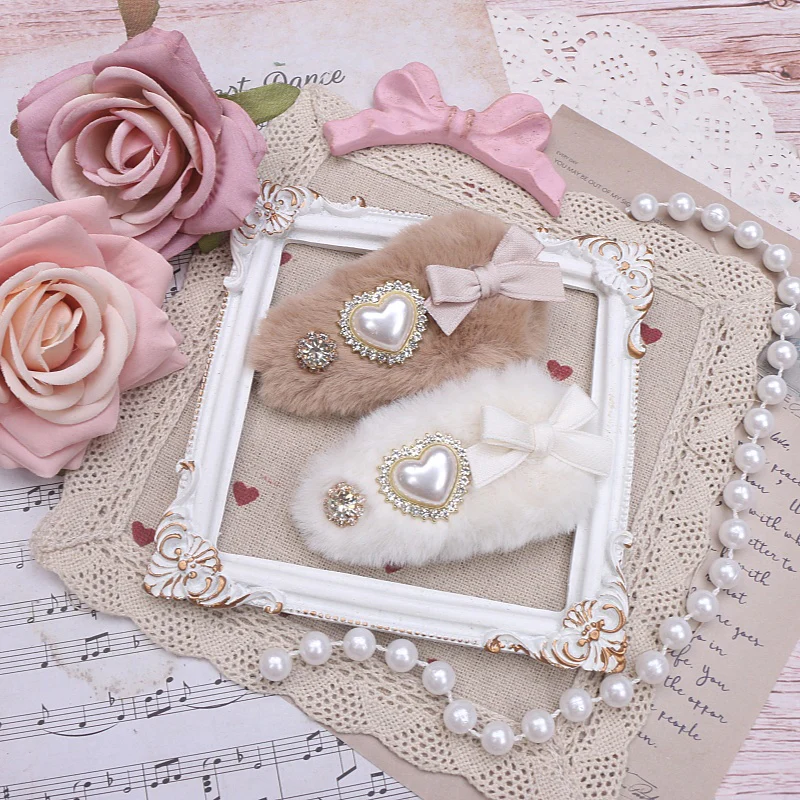 Jirai Kei Pearl Fuzzy Fur Hair Clips Hair Accessories - Image 8