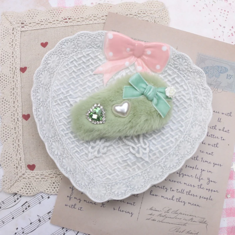 Jirai Kei Pearl Fuzzy Fur Hair Clips Hair Accessories - Image 9
