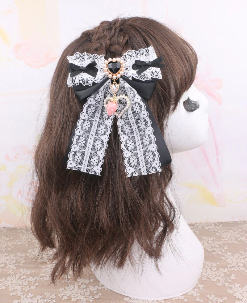 Jirai Kei Pearl Strawberry Taste Bows Heart Hair Clips Hair Accessories - Image 11