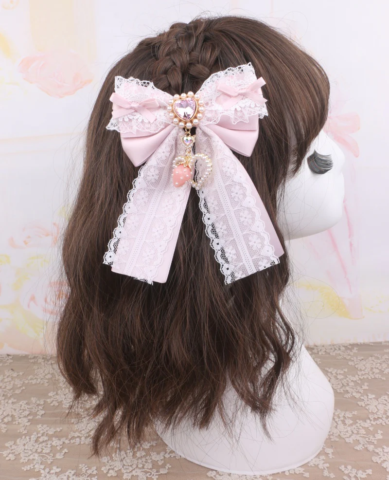 Jirai Kei Pearl Strawberry Taste Bows Heart Hair Clips Hair Accessories - Image 12