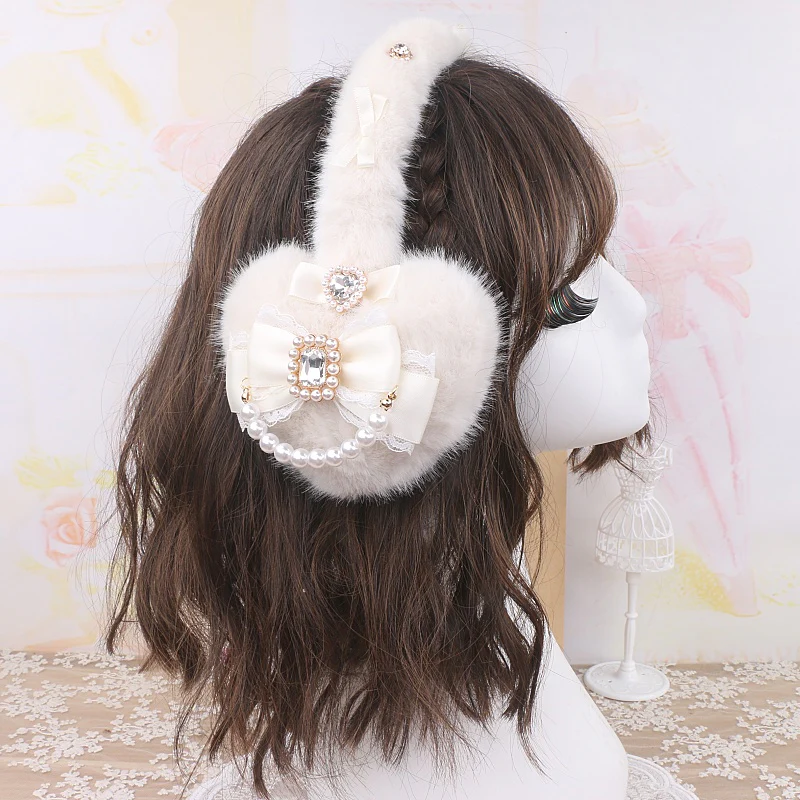Jirai Kei Pink Black White Fur Winter Earmuffs - Image 5