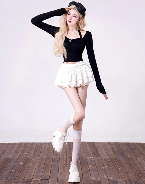 Kiki Star Black & White Halter Neck Shirt Top - Image 5