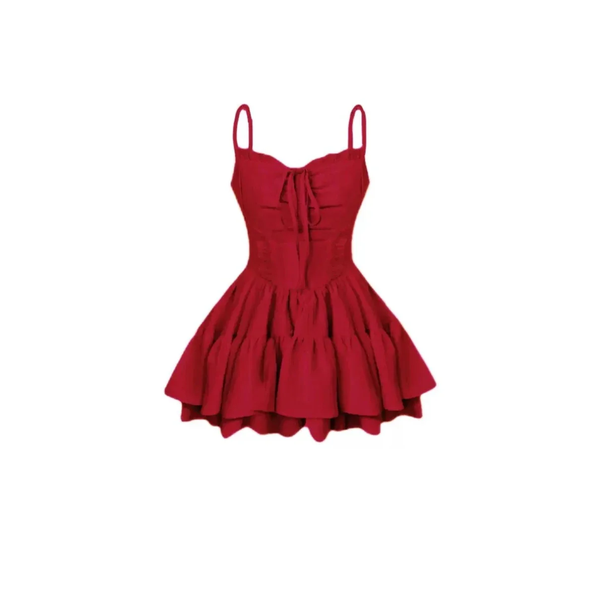 Kiki Wordly Flower Red Pink White Strap Dress - Image 7