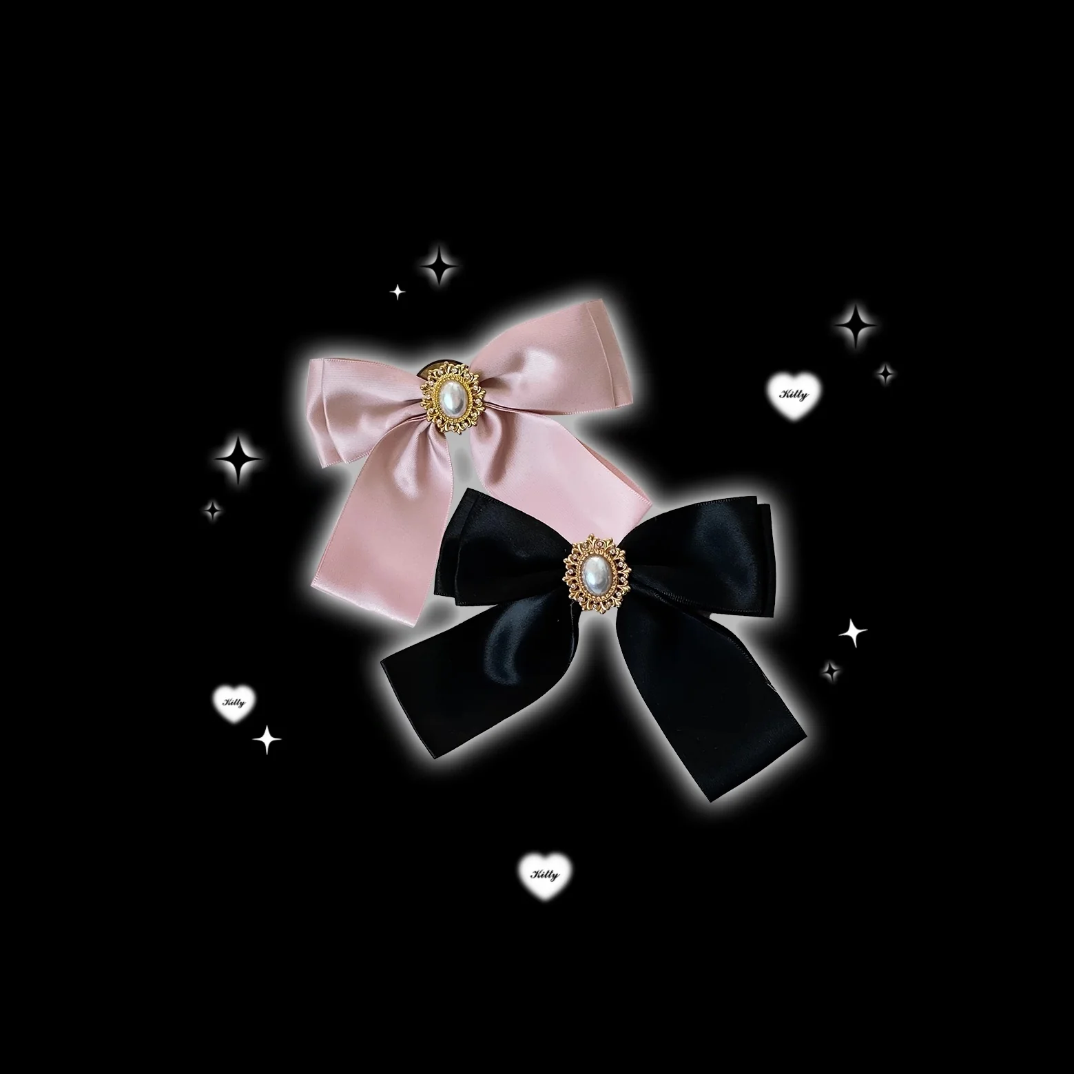 Kitten Bullet Brooch Black White Bow Accessories - Image 6