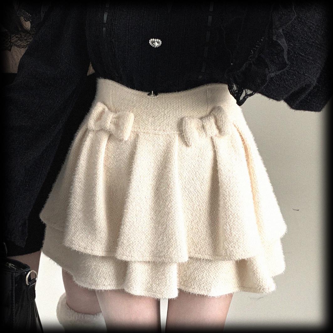 Kitten Bullet Fluffy Tail Tweed Short Skirt - Image 3