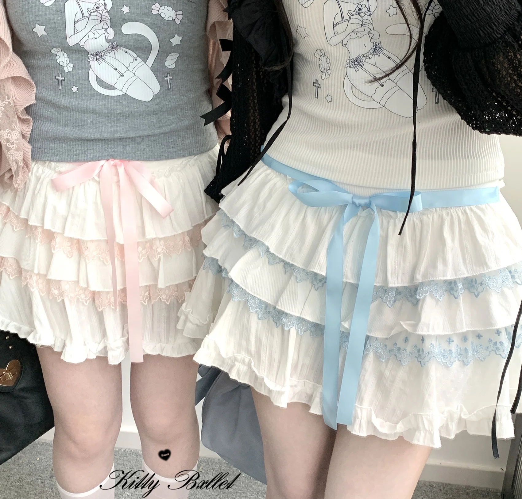 Kitten Bullet Jirai Kei Holy Prayer Rabbit Maid White Pink Blue Ruffle Skirt Apron - Image 3