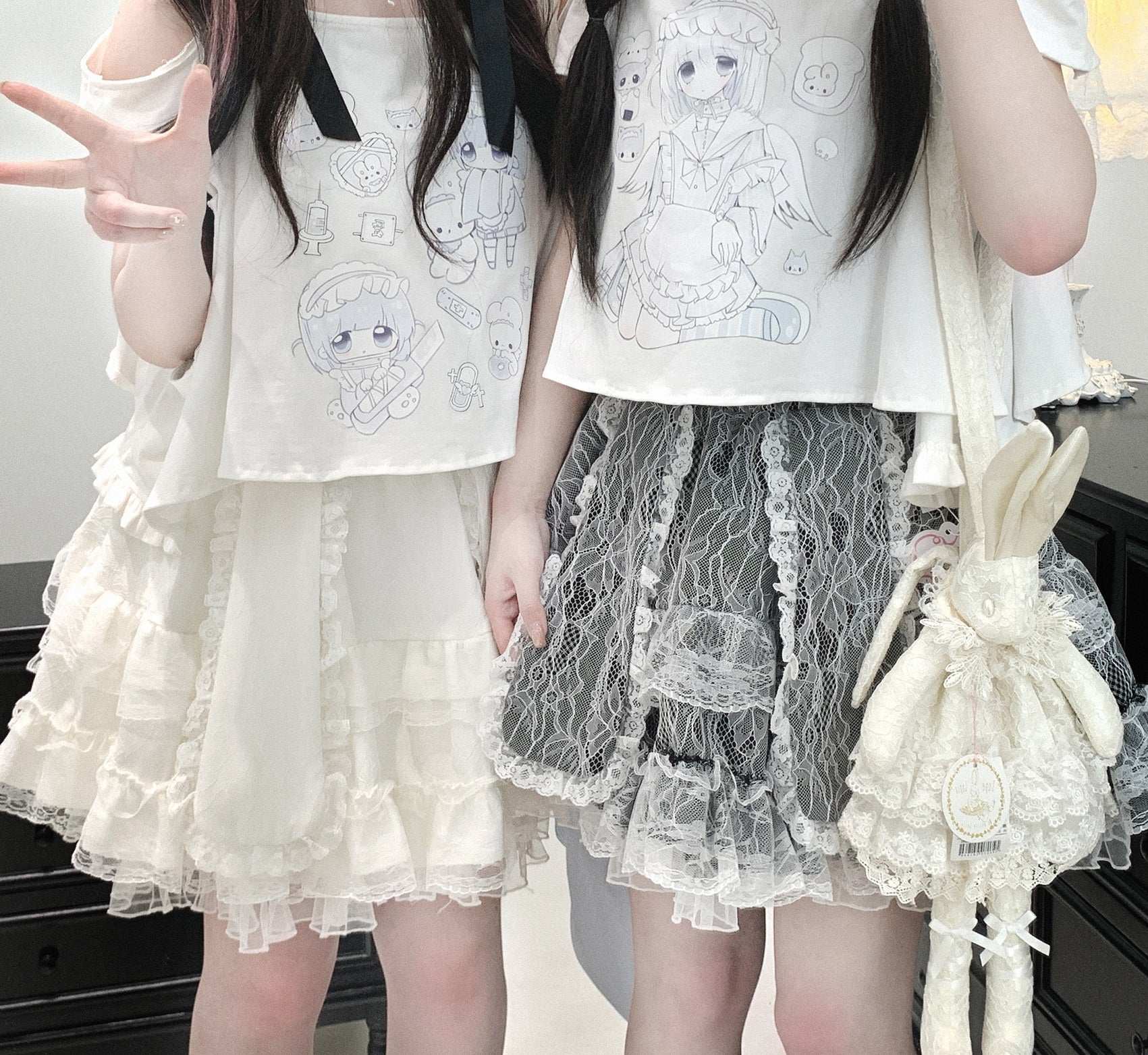 Kitten Bullet Lop Ear Rabbit Lace Mini Skirt - Image 2
