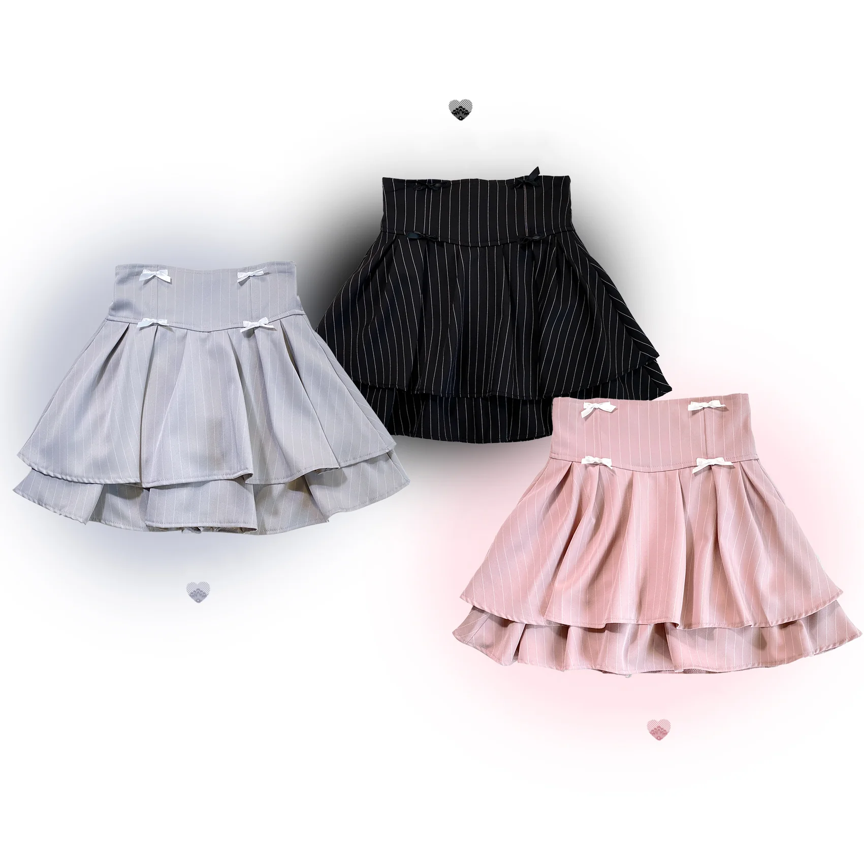 Kitten Bullet Love Ban Stripe Lace Mini Skirt