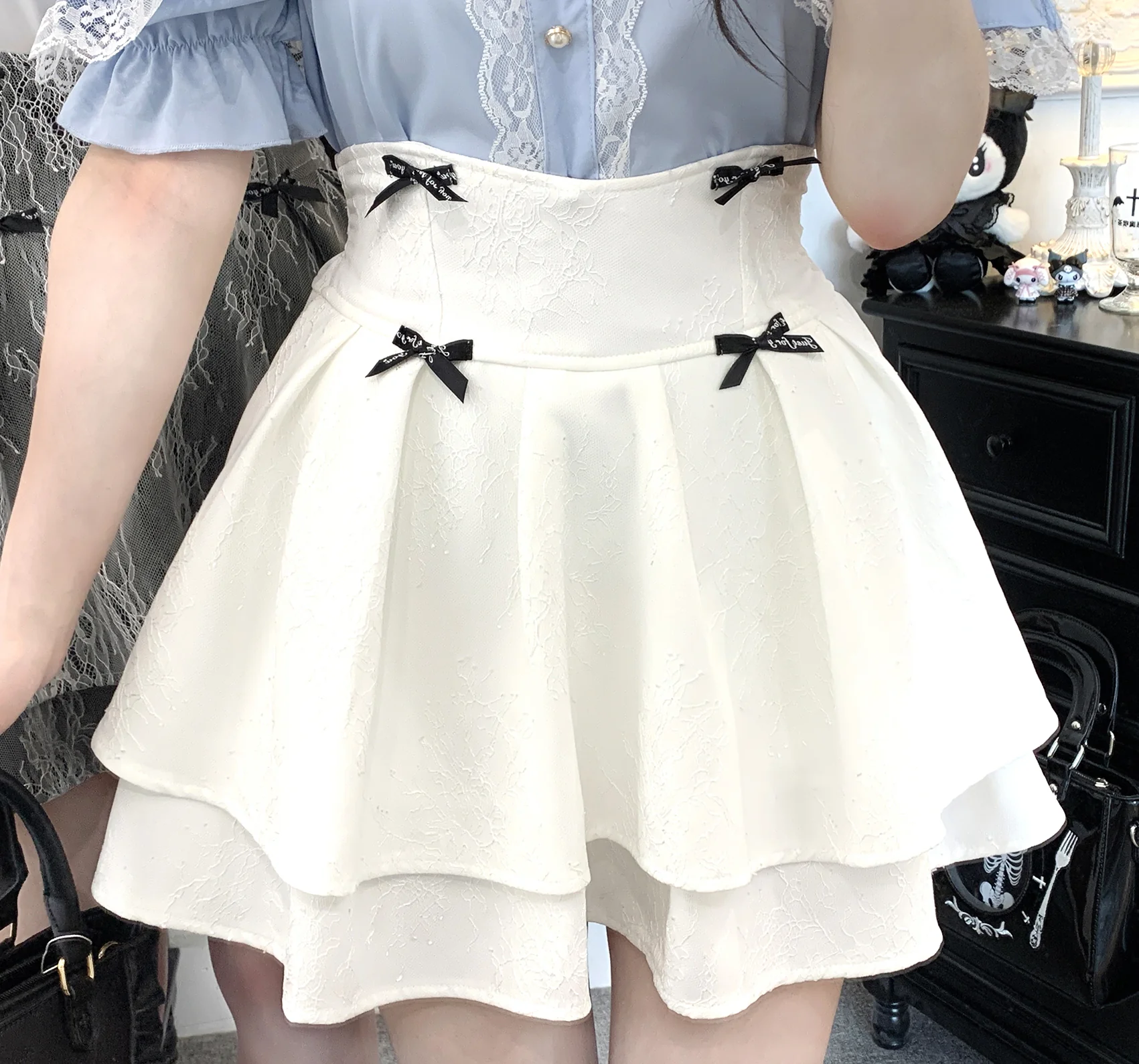 Kitten Bullet Love Ban Stripe Lace Mini Skirt - Image 4