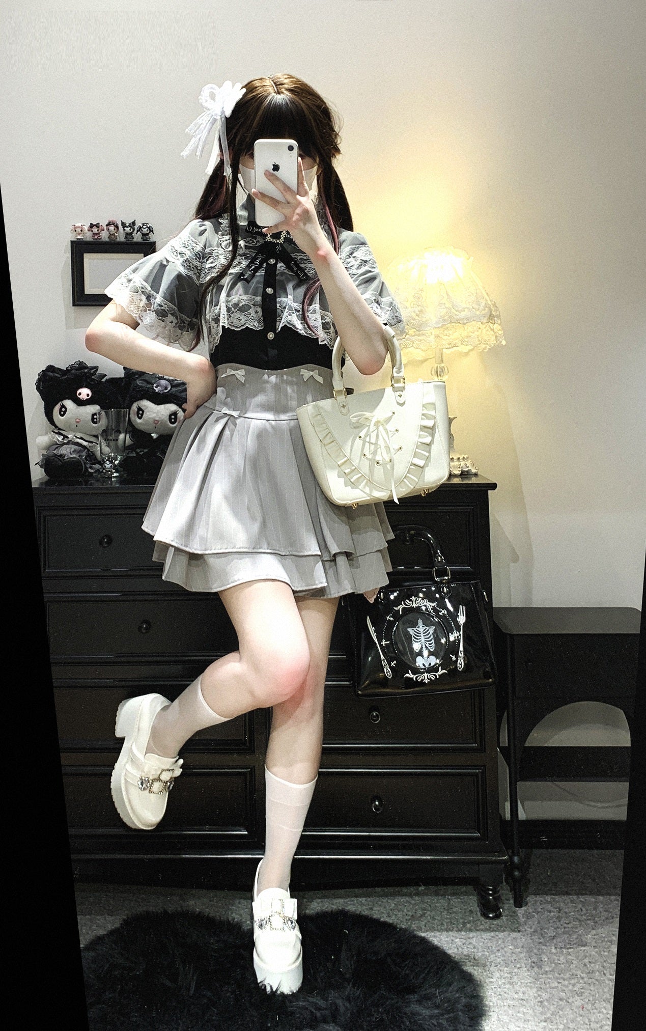 Kitten Bullet Love Ban Stripe Lace Mini Skirt - Image 6