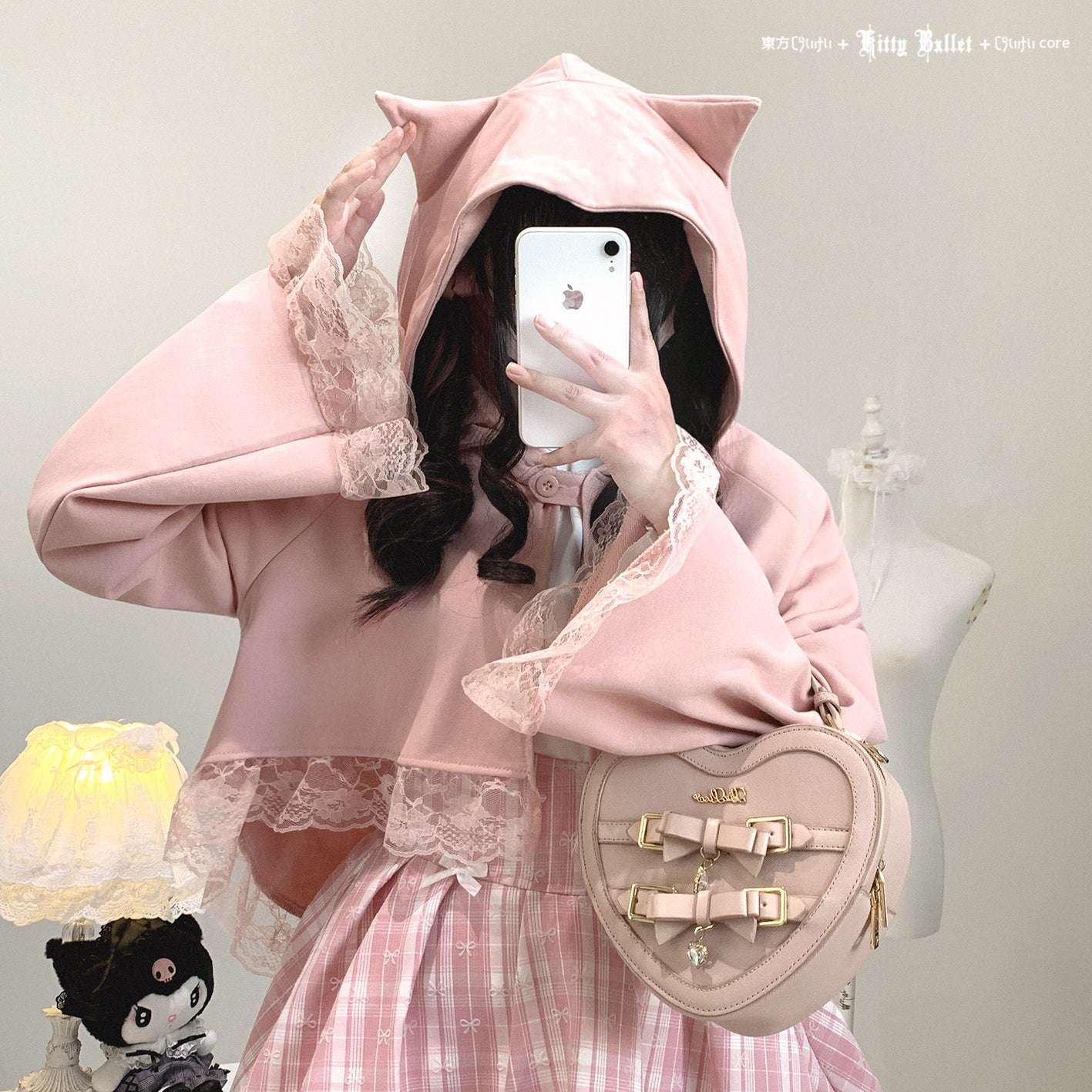 Kitten Bullet Rebellious Kitten Cat Ears Cropped Hoodie Jacket - Image 2