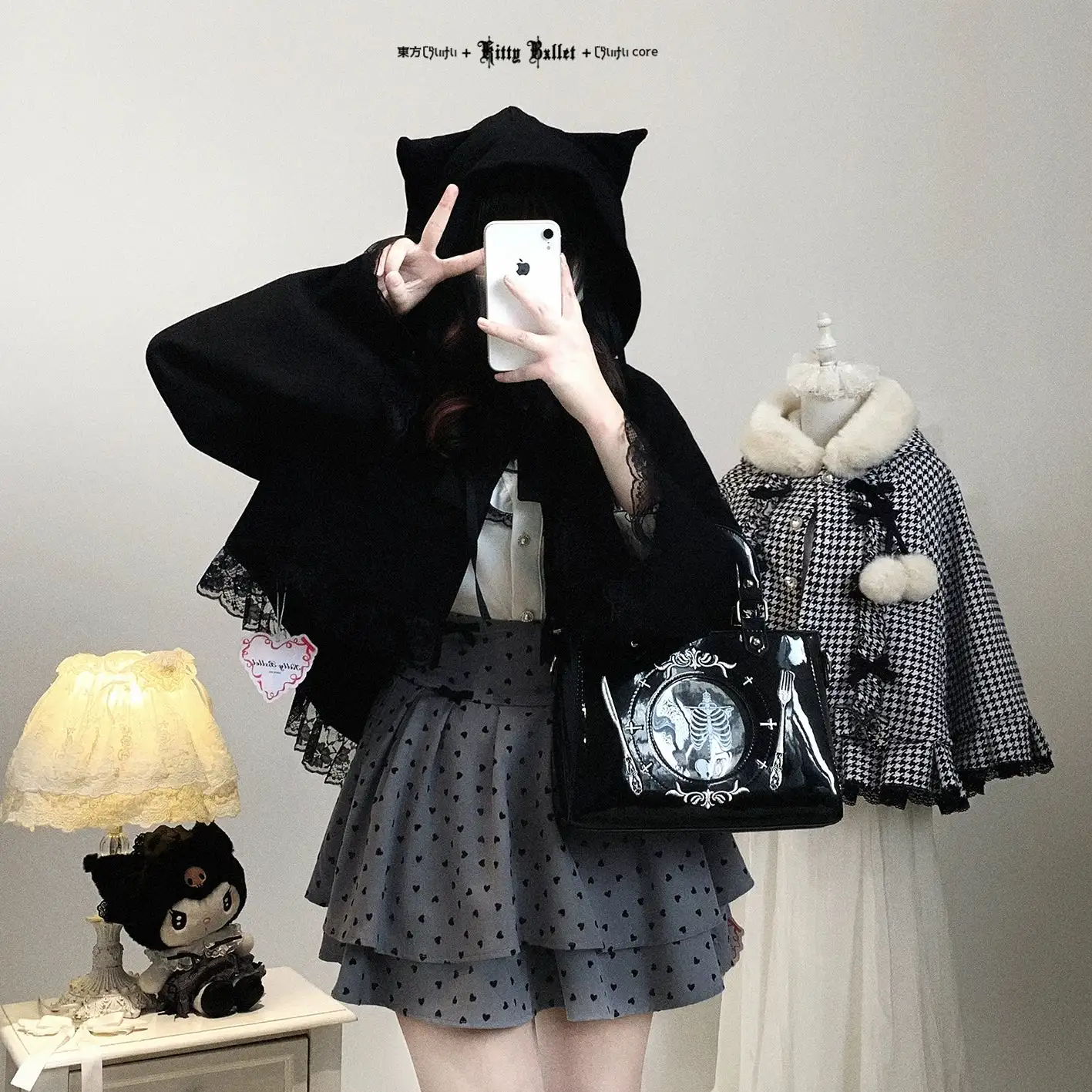 Kitten Bullet Rebellious Kitten Cat Ears Cropped Hoodie Jacket - Image 3