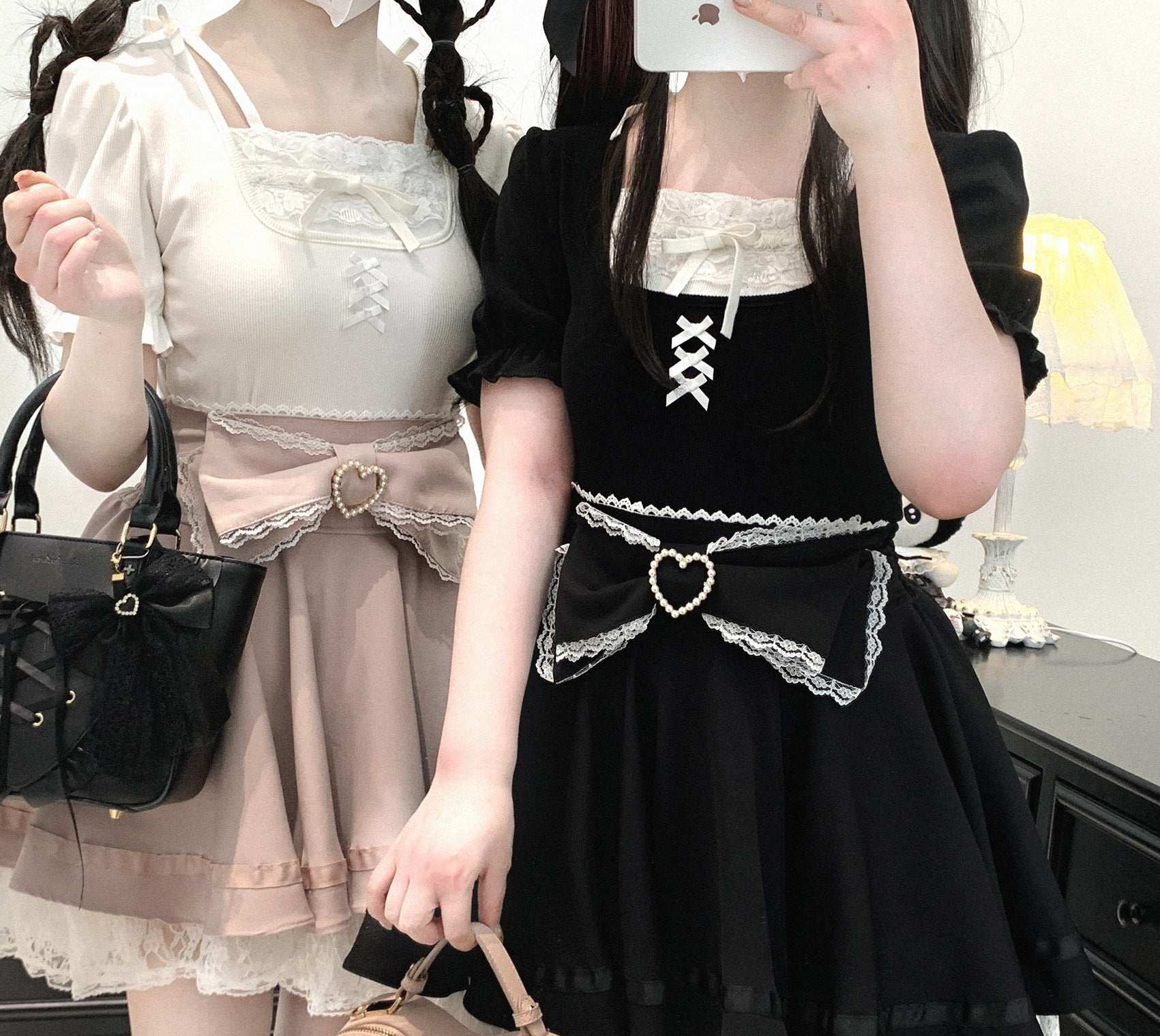 Kitten Bullet Shoujo S Pink Black White Puff Sleeve Top - Image 2