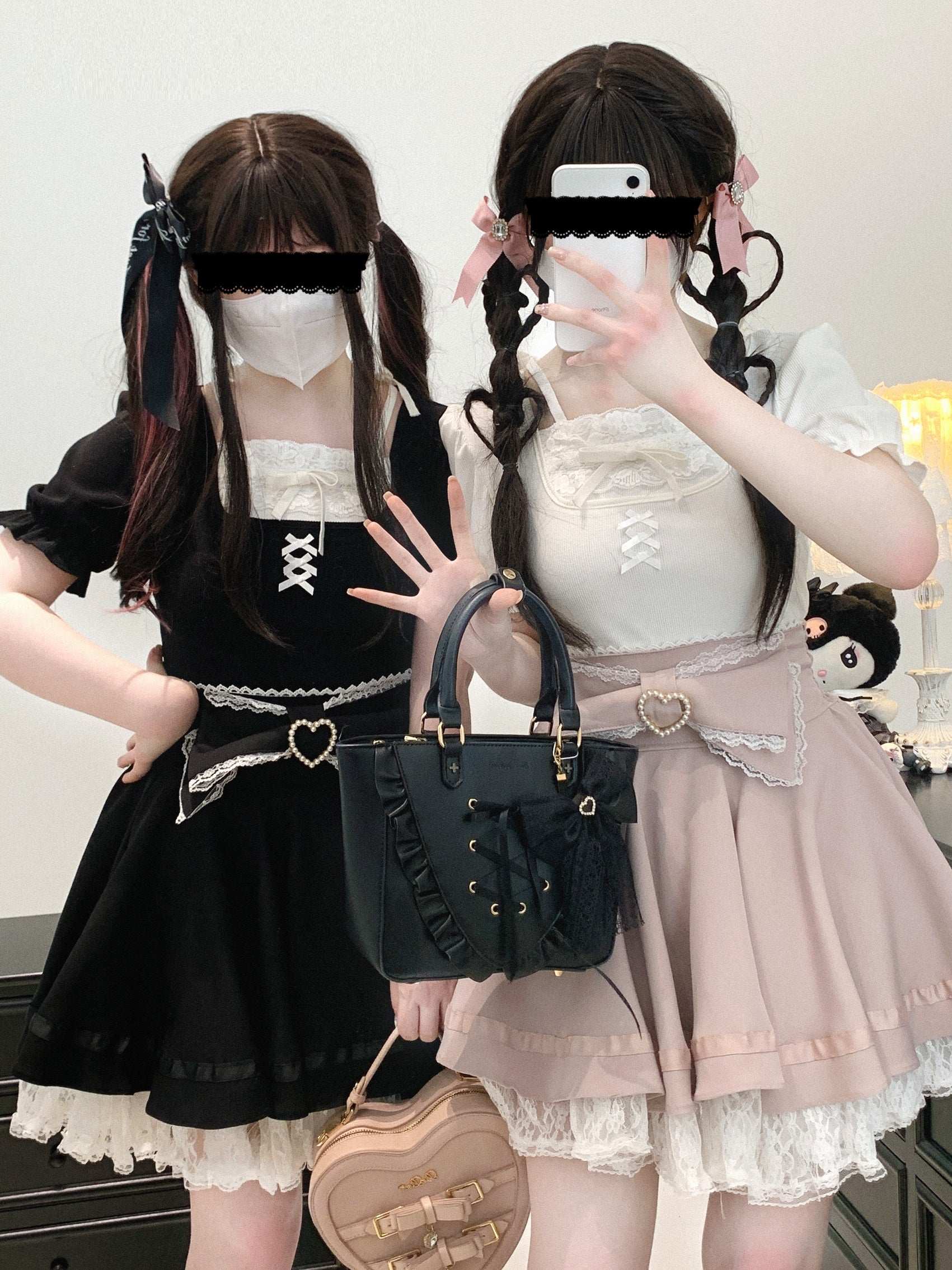 Kitten Bullet Shoujo S Pink Black White Puff Sleeve Top - Image 4