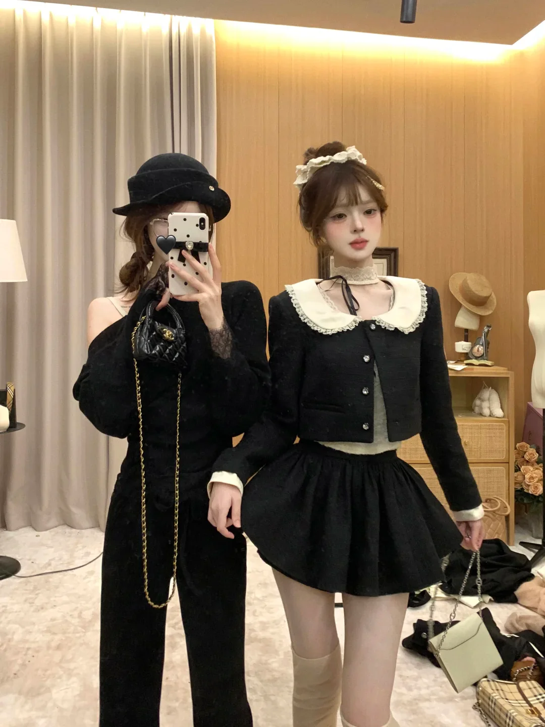 Lazy Girl Cream Cami & Madeline Black White Jacket Skirt Three Piece Set - Image 10