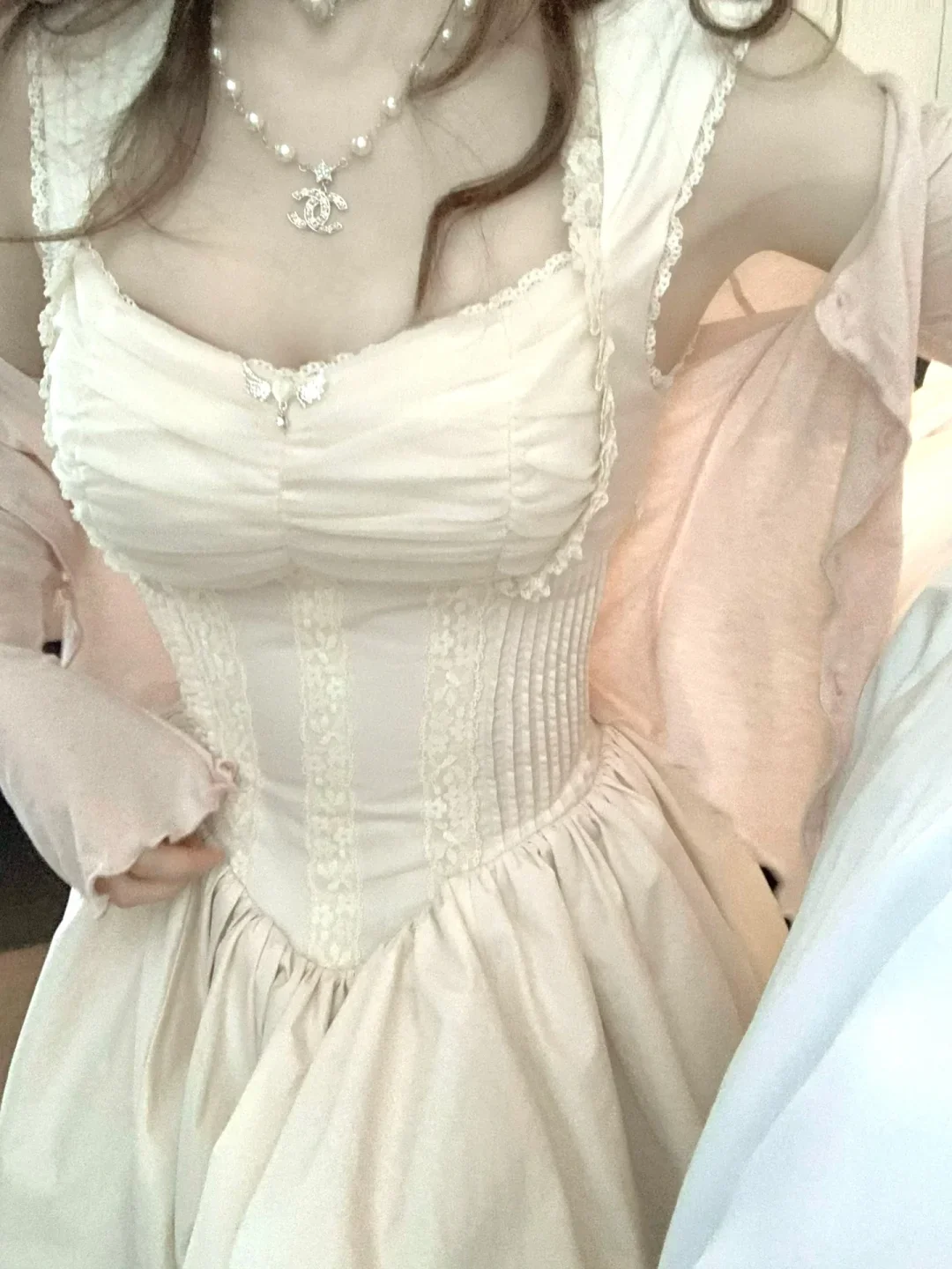 Lazy Girl Moonlight Spring Cream Dress - Image 2