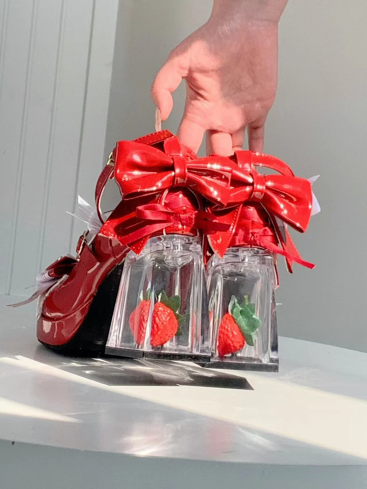 Little Anna Red Strawberry Glass High Heels