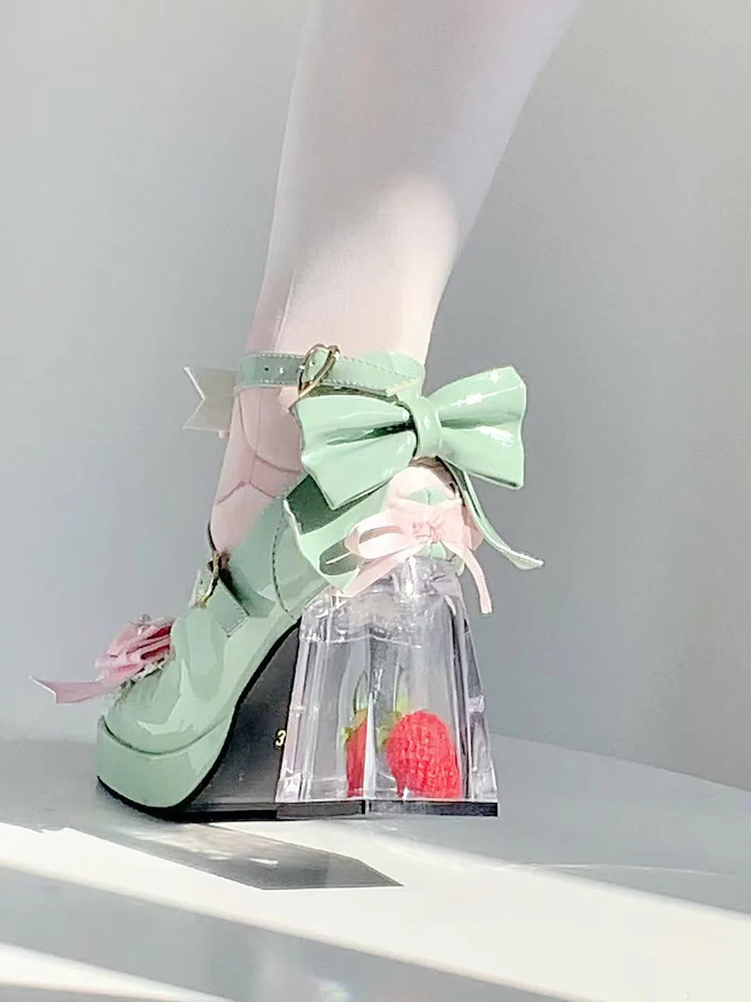 Little Anna Red Strawberry Glass High Heels - Image 7