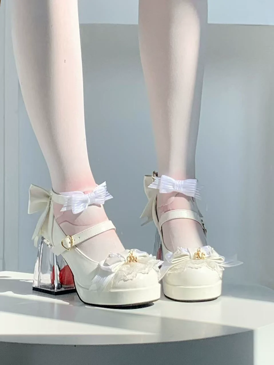 Little Anna Red Strawberry Glass High Heels - Image 8