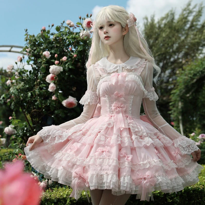 Lolicat Love Knot Yarn Pink Blue Green Purple Lolita Dress