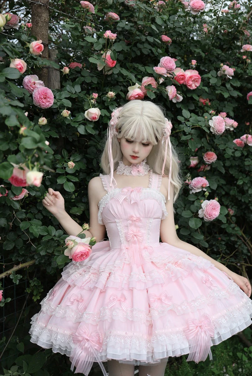 Lolicat Love Knot Yarn Pink Blue Green Purple Lolita Dress - Image 10