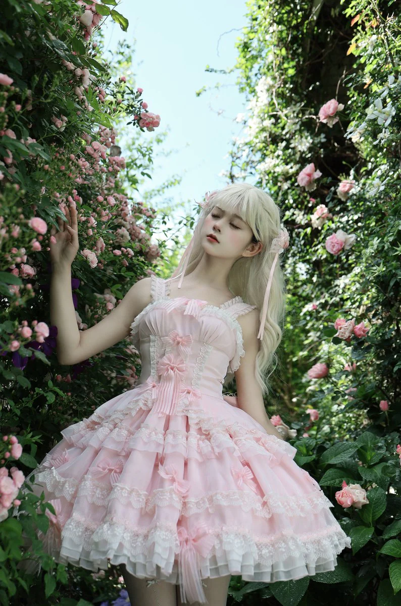 Lolicat Love Knot Yarn Pink Blue Green Purple Lolita Dress - Image 12