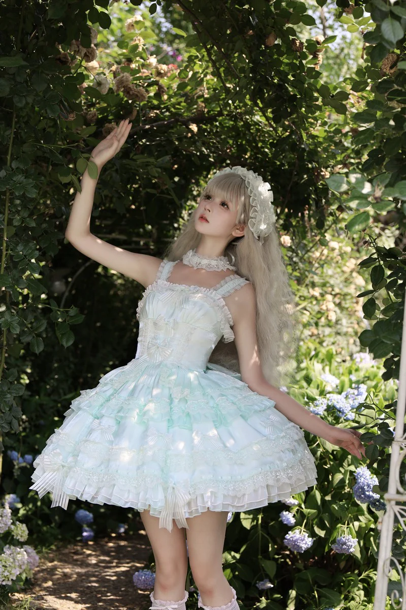 Lolicat Love Knot Yarn Pink Blue Green Purple Lolita Dress - Image 5