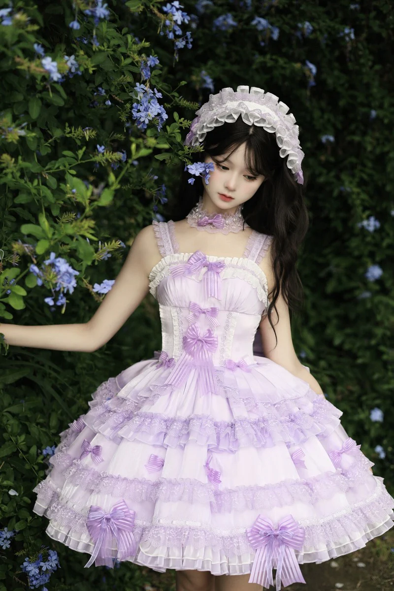 Lolicat Love Knot Yarn Pink Blue Green Purple Lolita Dress - Image 6