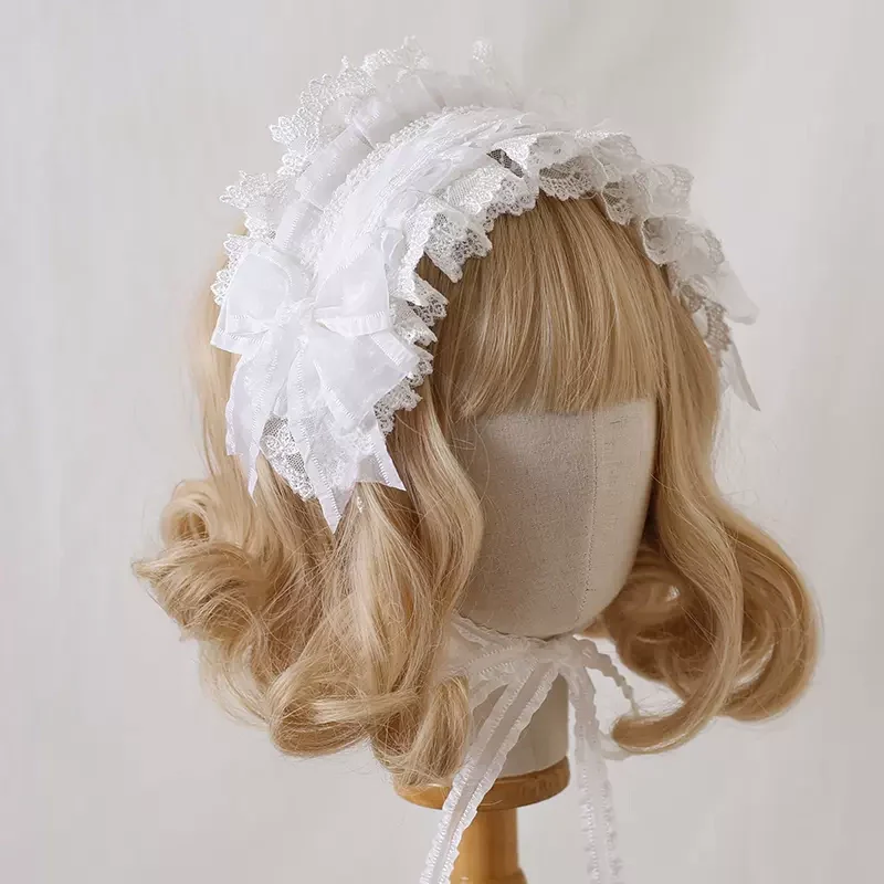 Lolita Lace Cream White Bow Hairband Accessories - Image 10