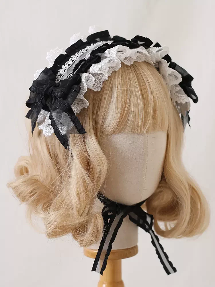 Lolita Lace Cream White Bow Hairband Accessories - Image 9