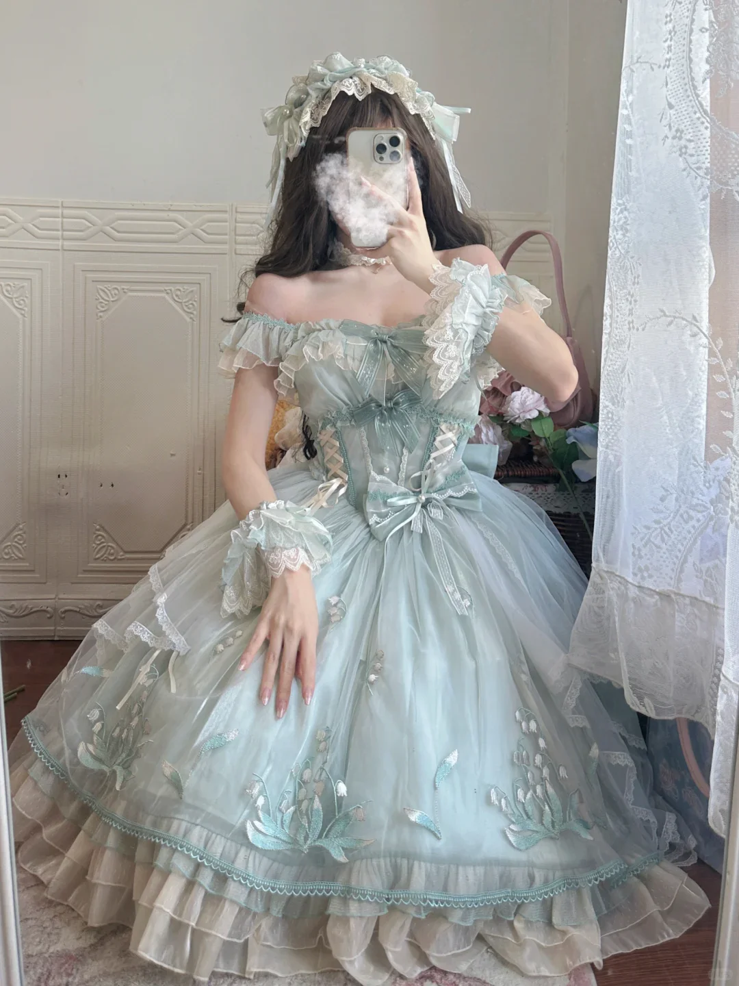Lolita Love Is Coming Lily of the Valley Green Purple Strap Dress