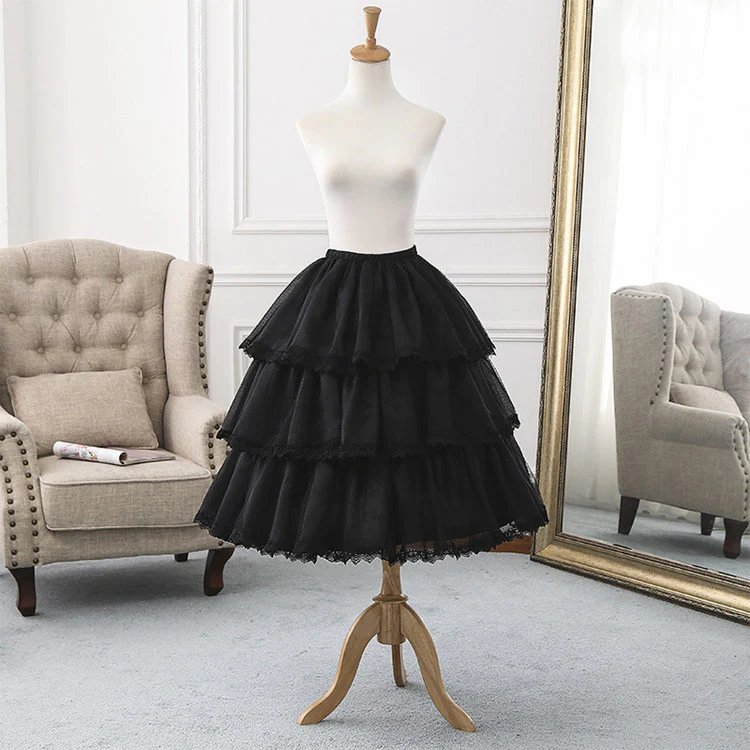 Lolita Puffy Petticoat Slip Short Mid Long Dress Support - Image 21