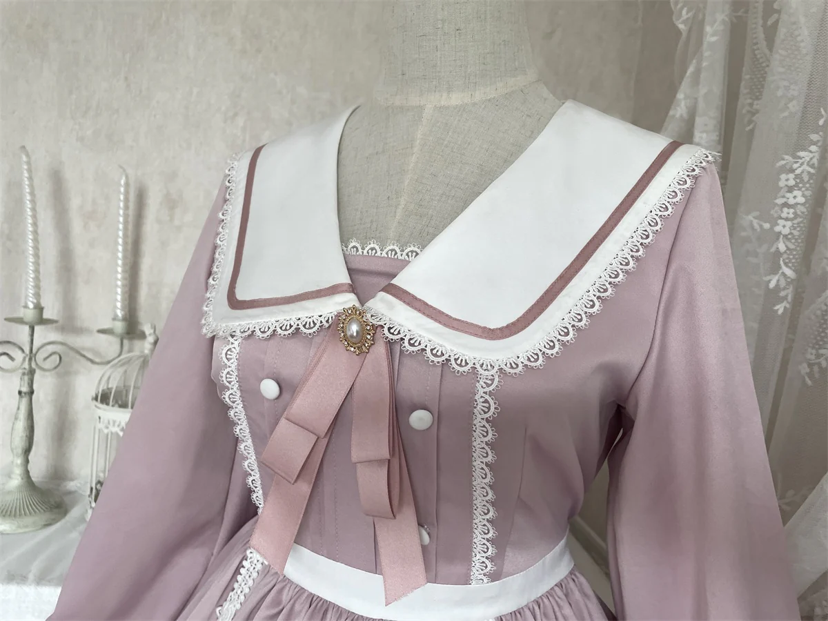 Love Letter Girl Lace Pastel Pink Blue Long Sleeve Dress - Image 15