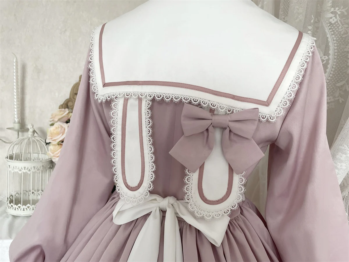 Love Letter Girl Lace Pastel Pink Blue Long Sleeve Dress - Image 16