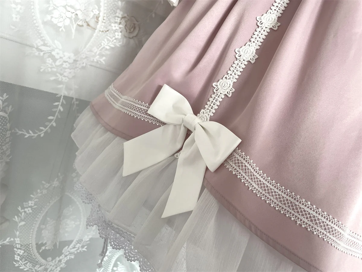 Love Letter Girl Lace Pastel Pink Blue Long Sleeve Dress - Image 17