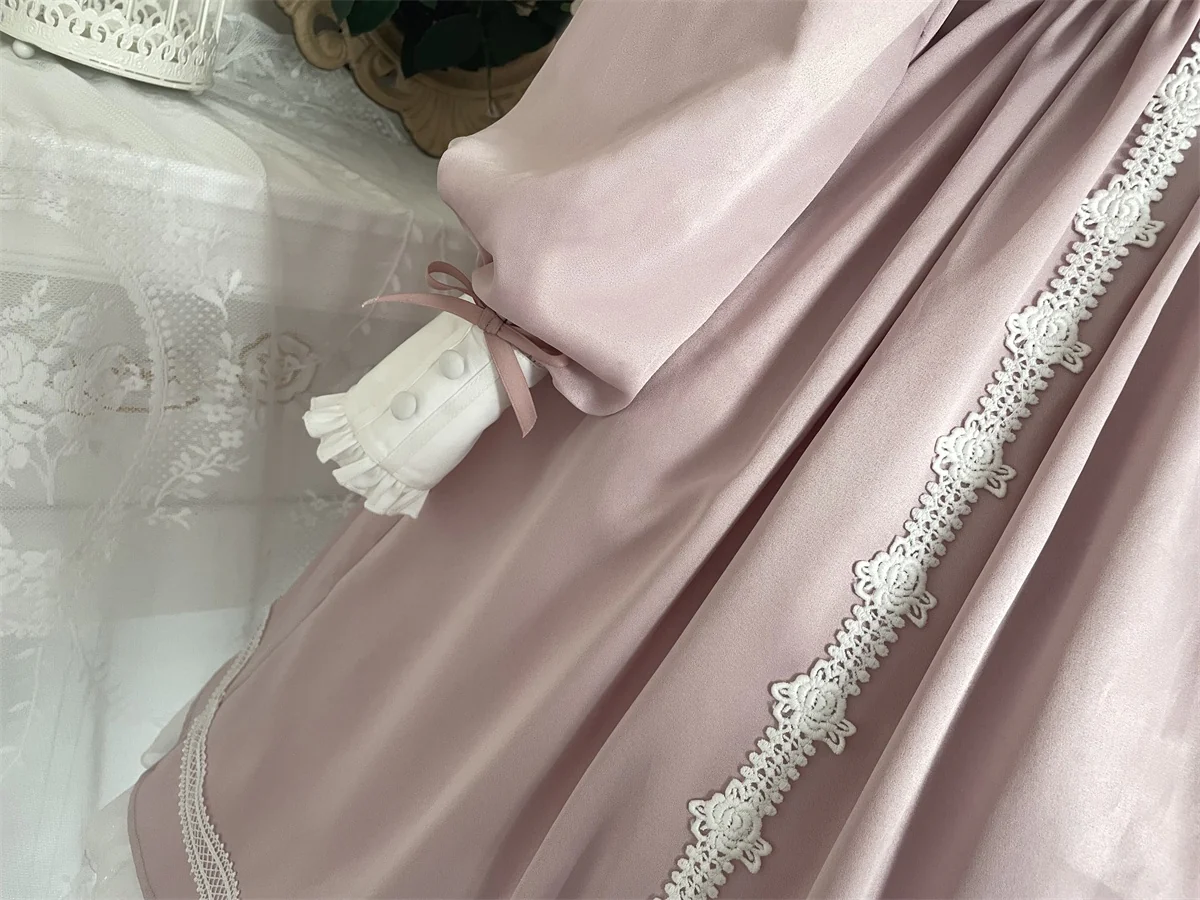 Love Letter Girl Lace Pastel Pink Blue Long Sleeve Dress - Image 18